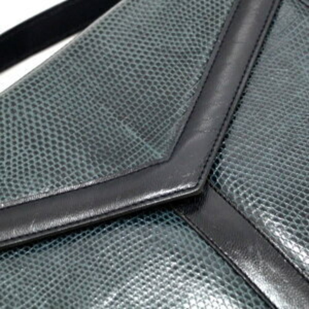 Saint Laurent Lizard Yves Hobo Bag Blue Shoulder - Picture 5 of 6